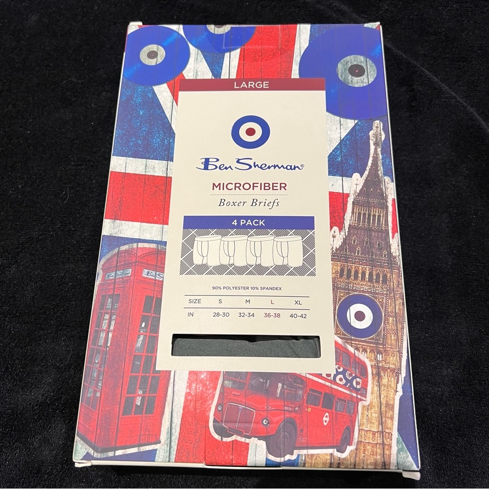 Ben Sherman 4 Pack Men's Microfiber Boxer Briefs Size L